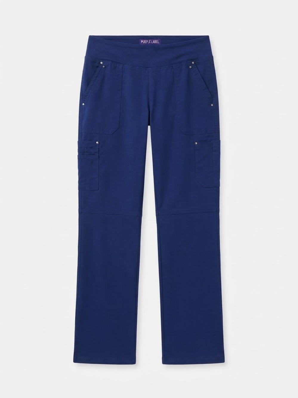 Purple Label Women's Medium Petite Straight Leg Cargo Scrub Pants - Royal Blue
